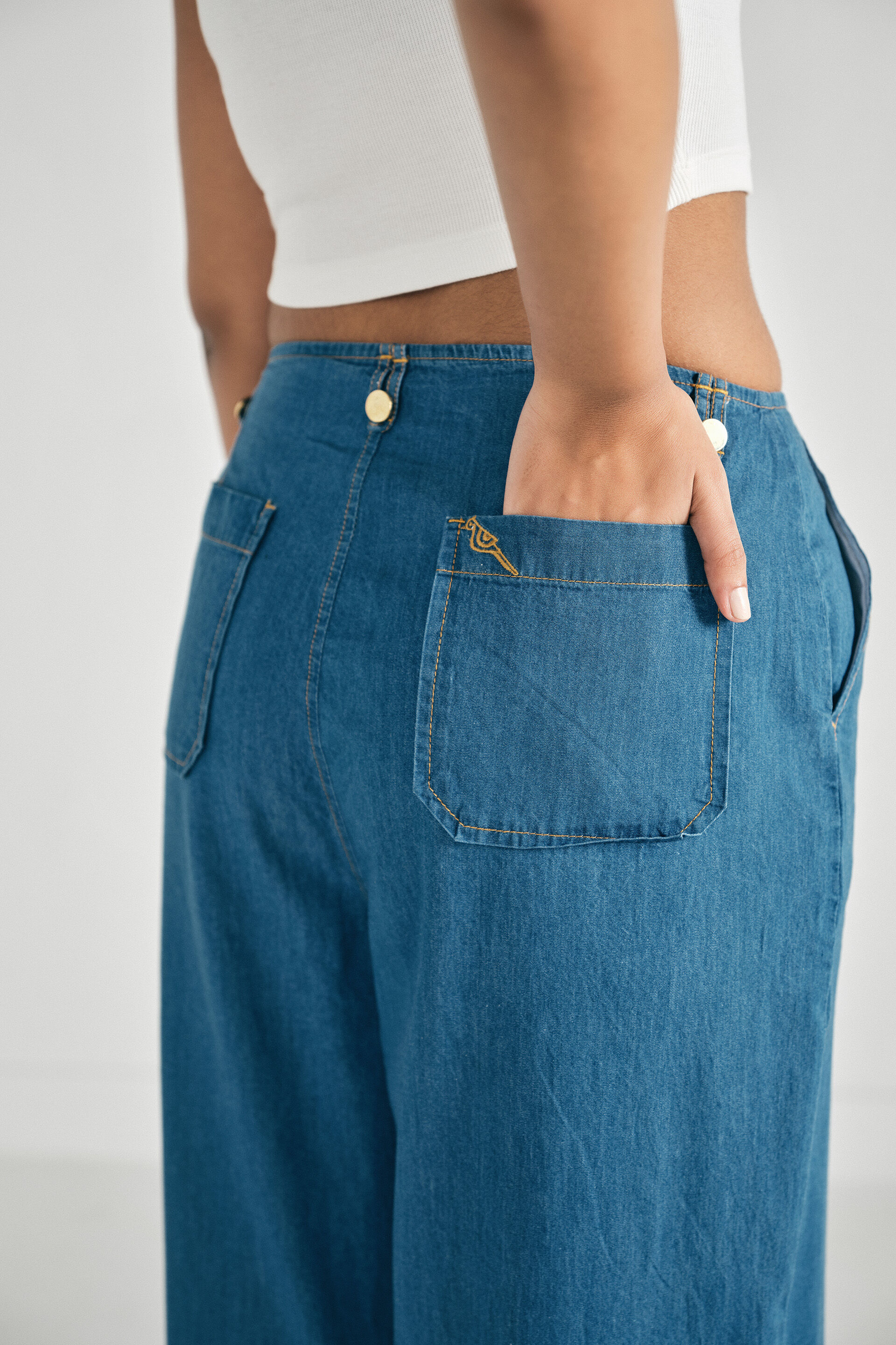 Mid-Blue Denim Pants, Blue, image 4